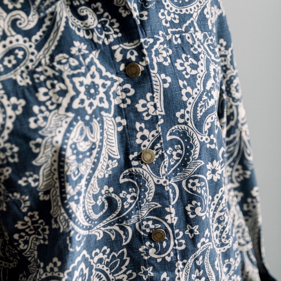 Charter Club Button Jean Jacket - Petite Medium - Blue Ivory Paisley - Picture 4 of 10